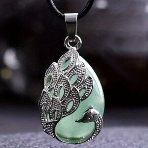 Peacock Green Aventurine Natural Stone Pendant Necklace Gemstone Pendant